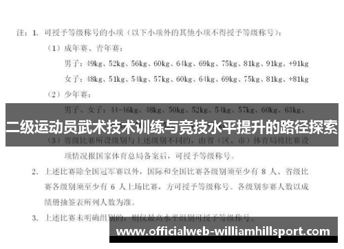 二级运动员武术技术训练与竞技水平提升的路径探索